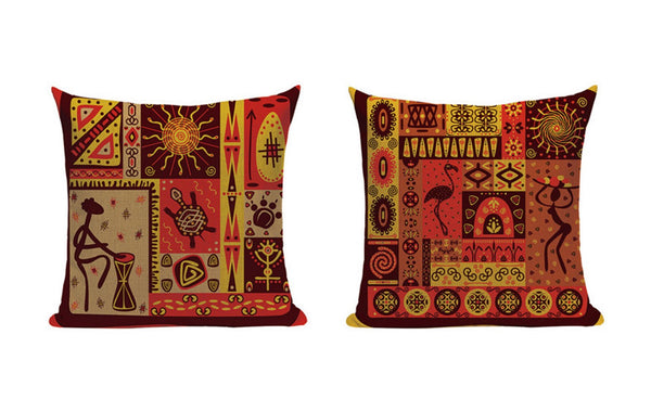 African Abstract Geometric Pillow Covers Set