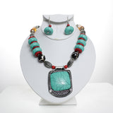 Tribal Turquoise Beaded Necklace Set