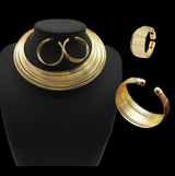 Egyptian Banded Necklace Set - Gold