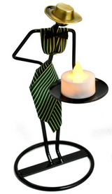 Sophisticated Lady Wire Candle Holder - Green/Cream