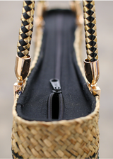 Woven Grass Handbag (Black-Tan)