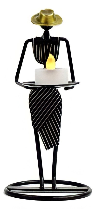 Sophisticated Lady Wire Candle Holder - Black/Cream  (Vault Sale)