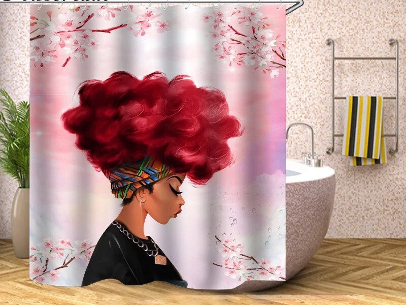 Afrocentric Woman Shower Curtain Mauve Tones Ethnic Expressions