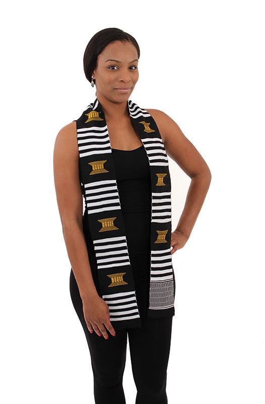 Black, White and Gold Afrocentric Sash -  Unisex