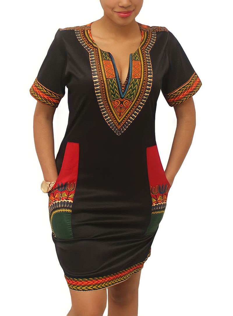 Dashiki Dress - Black Ethnic Expressions Dashiki Dress - Black Ethnic Expressions