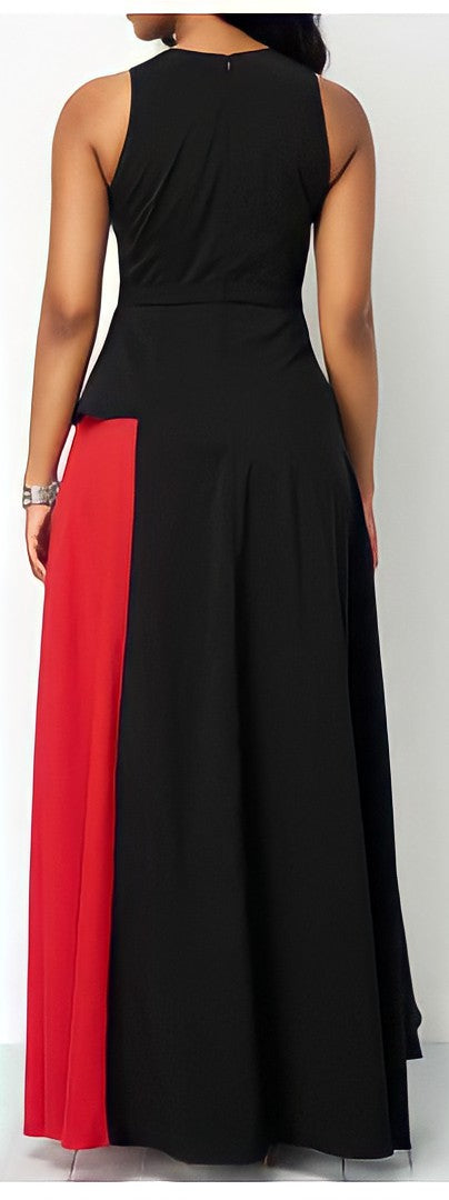 Color Blocked Maxi Dress (Black-Red-White) Ethnic Expressions Color Blocked Maxi Dress (Black-Red-White) Ethnic Expressions