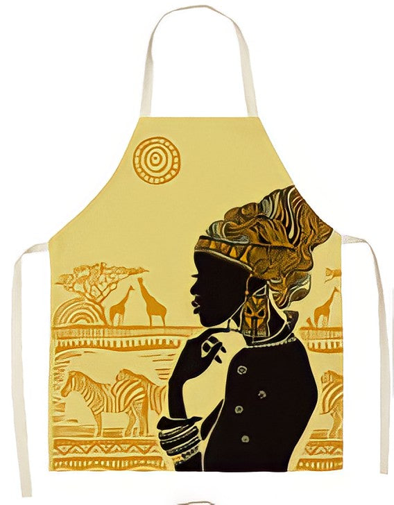 African Queen Cooking Apron - Black/Gold