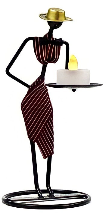 Sophisticated Lady Wire Candle Holder (Burgundy/Mauve)