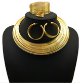 Egyptian Banded Necklace Set - Gold