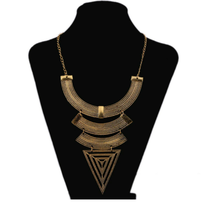Geometric Triangle Pendant Necklace - Gold