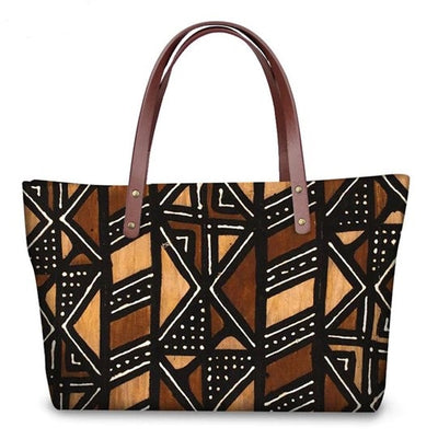 Mud Cloth Pattern Large Tote Bag