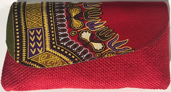 Clutch Purse - Red Dashiki  (Vault Sale)