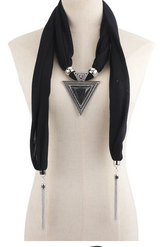 Scarf and Pendant Necklace - Black