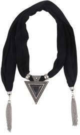 Scarf and Pendant Necklace - Black