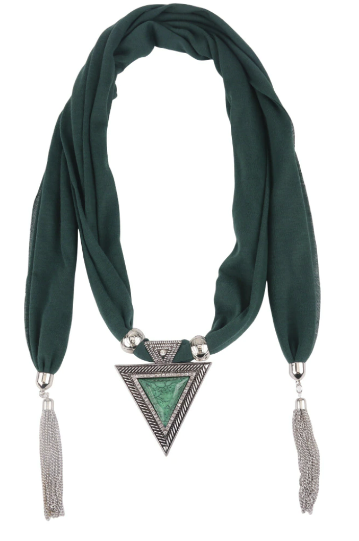 Scarf and Pendant Necklace - Green
