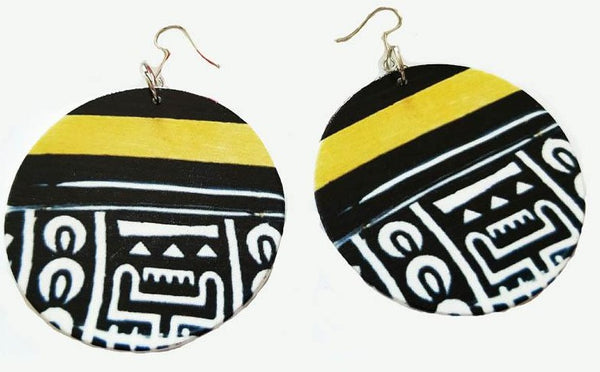 Tribal Totem Earrings (Black-White-Gold)