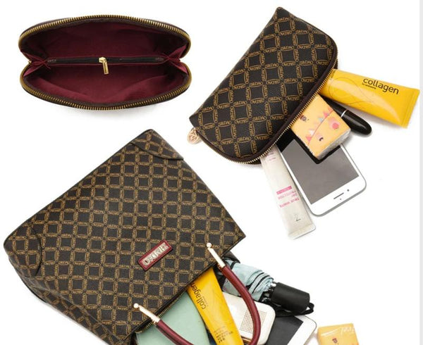 Dizina Handbag and Wallet Set - Wine Strap