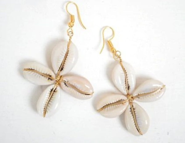 Cowrie Shell Earrings - Star Shaped